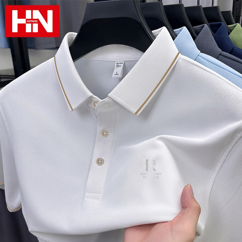 HYPNOS 2321-Rเสื้อโปโลผู้ชาย สไตล์สปอร์ต แขนสั้น ผ้าฝ้ายแท้ ใส่สบาย เสื้อโปโล Unisex ผู้ชาย ผู้หญิง สีพื้น สไตล์มินิมอล - รูปที่ 5