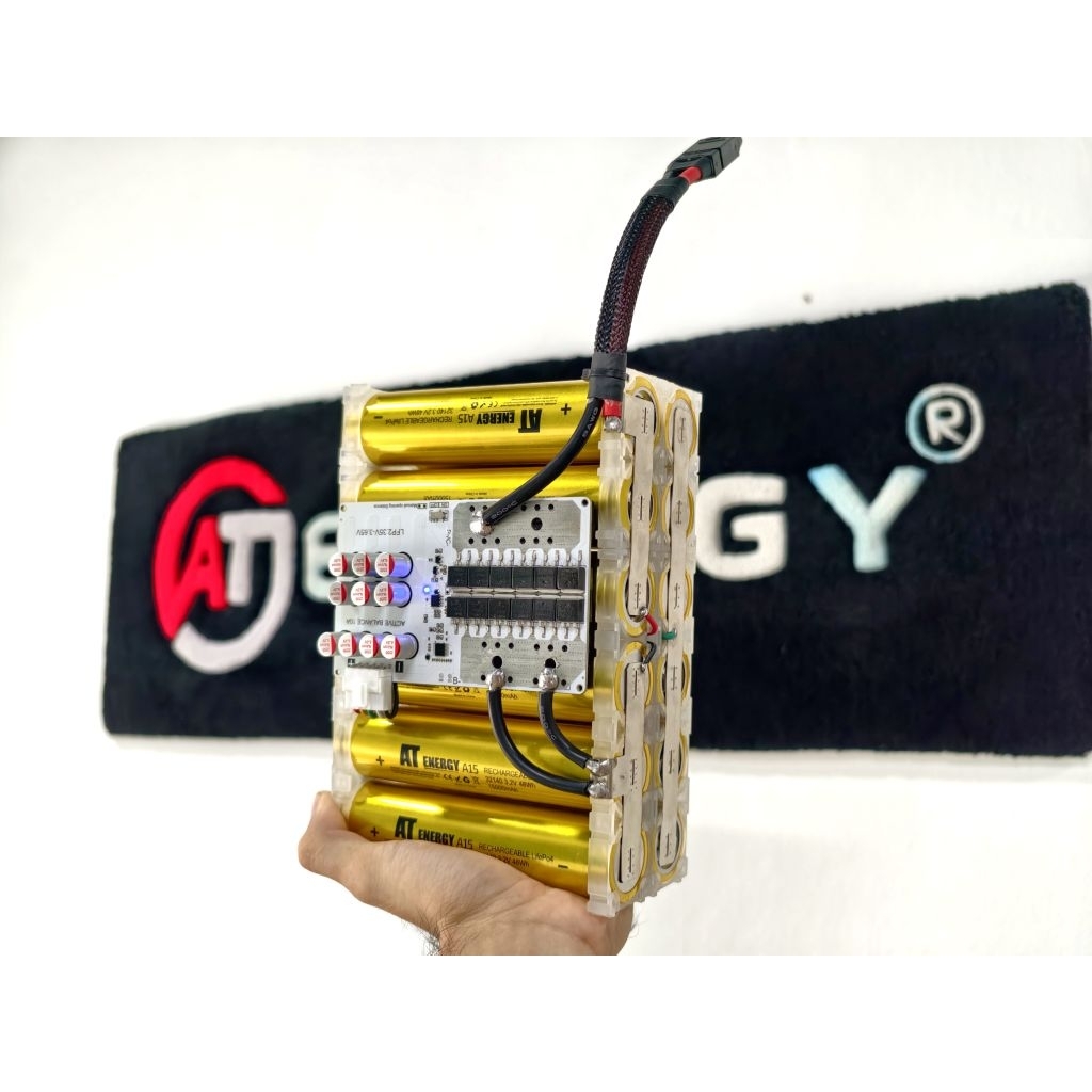 แบตเตอรี่ลิเทียมฟอตเฟต 4S 12.8-14.6V 30-60Ah BMS 50A-300A+Active Balance ในตัว