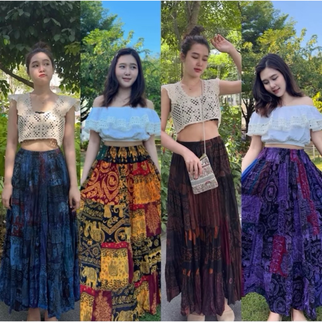 🔥กระโปรงยาวแฟชั่นสำหรับผู้หญิง🔥กระโปรงโบฮีเมียน กระโปรงอินเดีย