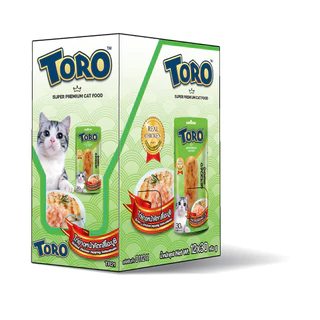 TORO ขนมแมวปลาชิ้น โทโร่ ขนาดซองละ 30กรัม (ยกกล่อง x12ซอง)