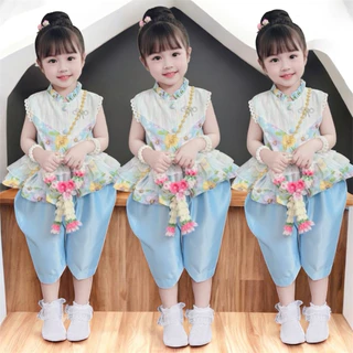 ชุดไทยเด็กผู้หญิง ชุดไทยใส่ไปโรงเรียน ชุดไทยราคาถูก เสื้อ และโจงกระเบน
