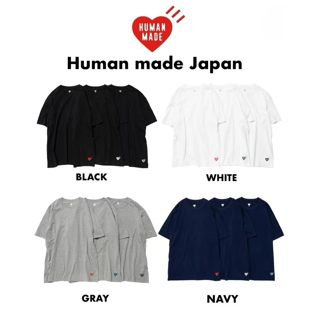 พร้อม​ส่ง​ใน​ไทย​ Human made T-SHIRT SET *ราคาต่อ1ตัว* แบบมีกระเป๋า/ไม่มีกระเป๋า ผ้านิ่ม oversized ใส่สบาย