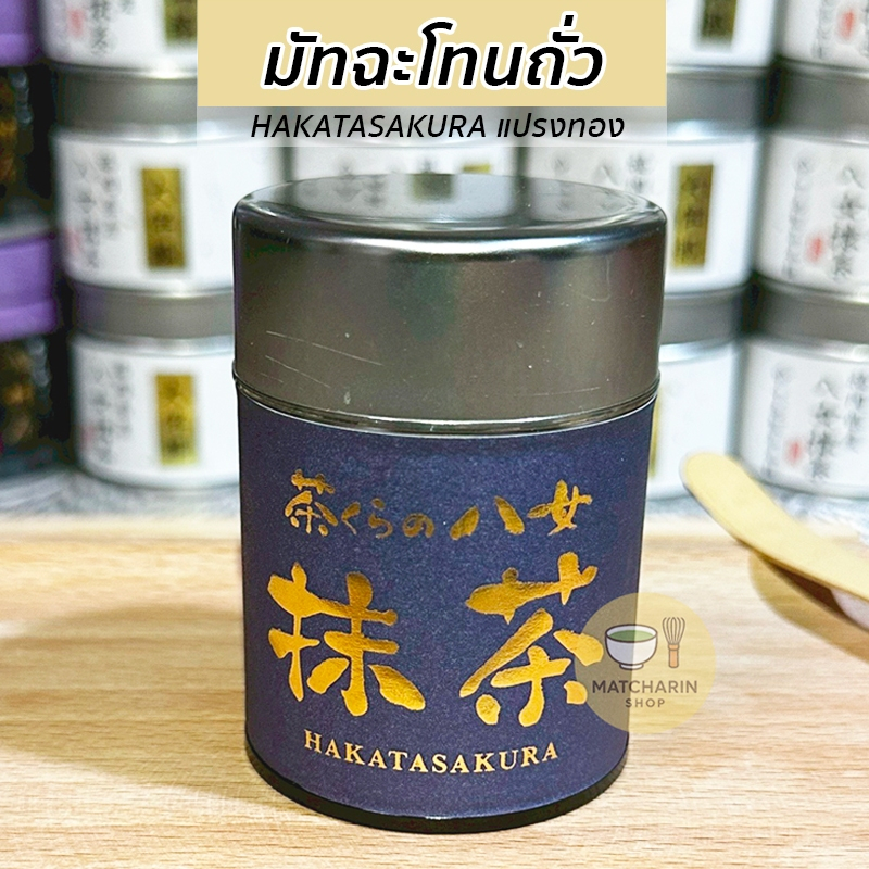 [มัทฉะโทนน้องถั่วนัวๆ] HakataSakura matcha มัทฉะกระปุกม่วงแปรงทองตัวดัง แพคเกจใหม่ เกรดพิธีการ Yame