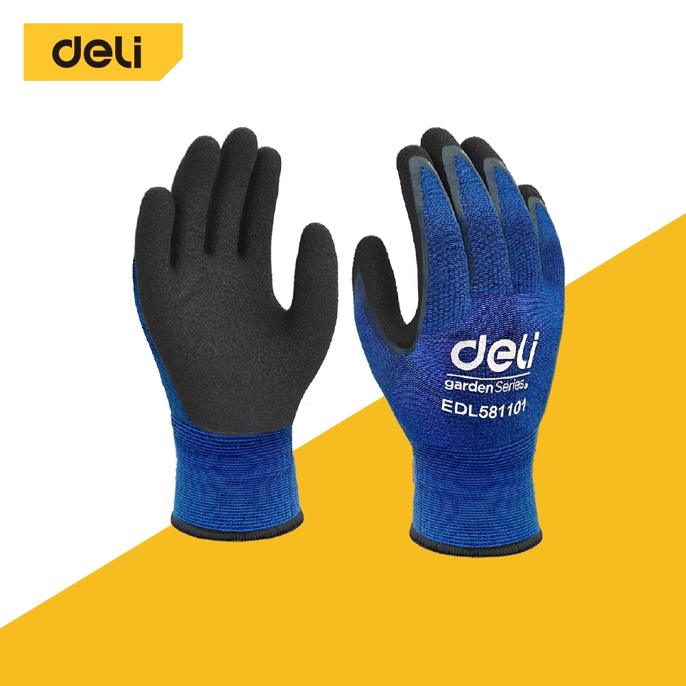 Deli ถุงมือเซฟตี้ ถุงมือกันบาด กันลื่น กันน้ำ กันบาด ระบายอากาศ Gardening gloves