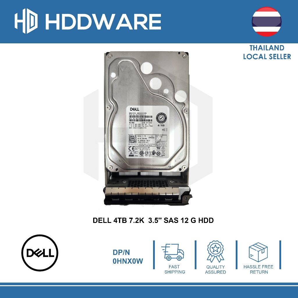 DELL 4TB 7.2K  3.5'' SAS 12 G HDD // 0HNX0W // HNX0W // HDEPF02D4A51 // MG04SCA40EN