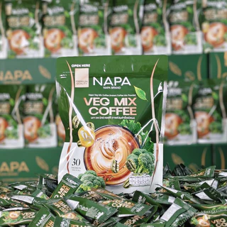 [สูตรใหม่][ตะกร้าบริษัท] Napa Veg Mix Coffee นภา กาแฟไฟเบอร์สูตรผักปวยเล้ง 4แถม4 (240 ซอง)