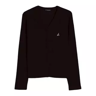 haas เสื้อคลุมแขนยาว คาดิแกน เสื้อกันหนาว ผู้หญิง ปัก "h" (V-Neck Ribbed Knit Cardigan) รหัส HBSK5369