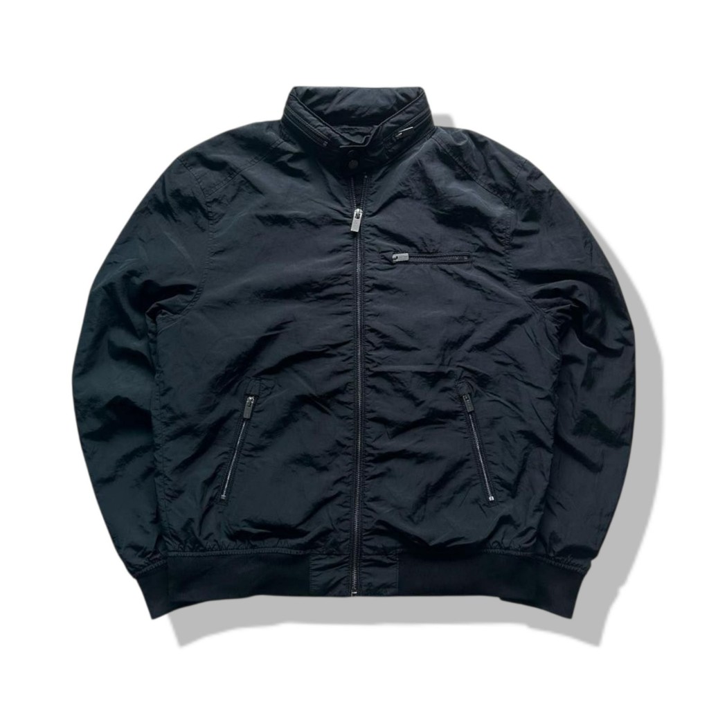 H&M Man Black Bomber Hooded Jacket รอบอก 47”