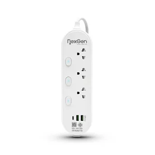 Nexgen ปลั๊กไฟ รับประกัน 3 ปี มีUSB 2300W ปลั๊กพ่วง หัวชาร์จUSB ปลั๊กสามตา 3เมตร / 5เมตร