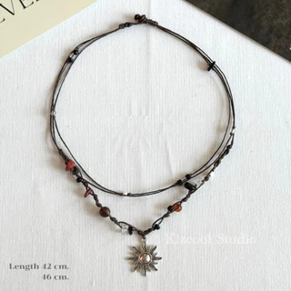 Kizcool Studio | สร้อยคอเชือกเทียนถักจี้สแตนเลส ถักหิน งานhandmade ไปทะเล สไตล์วินเทจ แฟชั่น ยุคสมัย