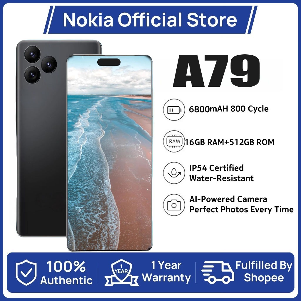 A79 5G 6.8 นิ้วสมาร์ทโฟน 5G 16GB + 512GB 6800mAh แบตเตอรี่ Android 13 ระบบรับประกันหนึ่งปี COD