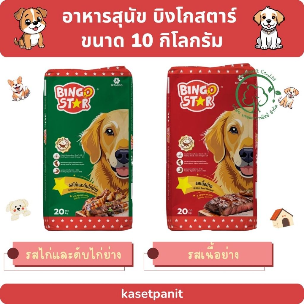 บิงโกสตาร์ สุนัขโต 3 mix และรวมรส (10kg) โฉมใหม่