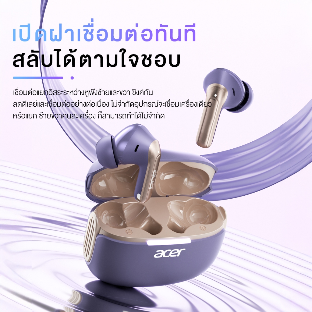 Acer  หูฟังบลูทูธไร้สาย น่ารัก สวมใส่บาย เสียงดี เบสแน่น ดูหนัง ฟังเพลงได้นาน รับประกัน18เดือนAHR155 - 4