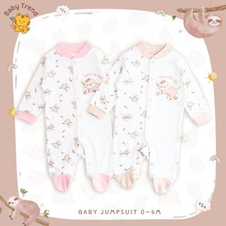 Babytrend ชุดนอนเด็กแรกเกิด 0-6 เดือน ชุดหมีคลุมเท้า กระดุมส…