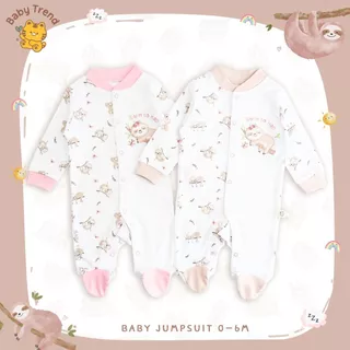 Babytrend ชุดนอนเด็กแรกเกิด 0-6 เดือน ชุดหมีคลุมเท้า กระดุมสแนปด้านหน้า ผ้าคอตตอน( 1 ตัว )|Babytrend