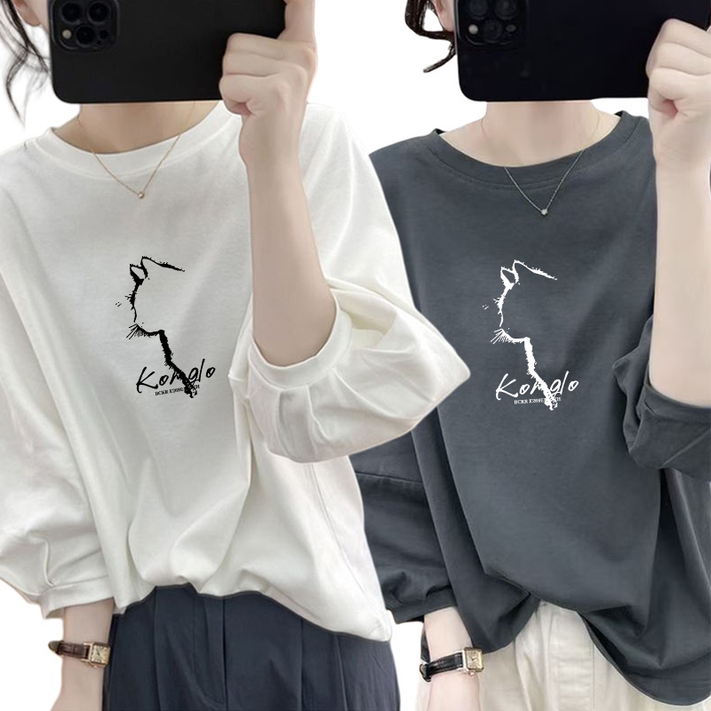 เสื้อยืดแขนยาวทรงหลวมสไตล์เกาหลี Oversize เสื้อผ้าสาวอวบไซส์ใหญ่น่ารักๆ เสื้อแขนบอลลูนแฟชั่นสวยๆผู้หญิงฤดูร้อนใหม่