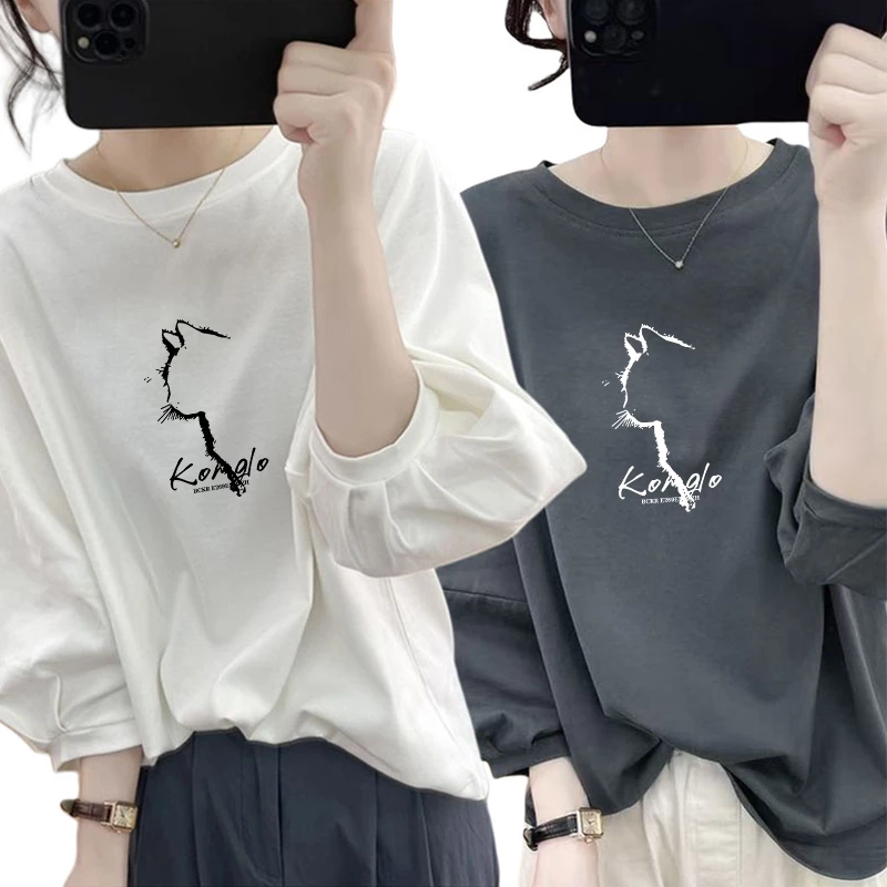 เสื้อยืดแขนยาวทรงหลวมสไตล์เกาหลี Oversize เสื้อผ้าสาวอวบไซส์ใหญ่น่ารักๆ เสื้อแขนบอลลูนแฟชั่นสวยๆผู้หญิงฤดูร้อนใหม่