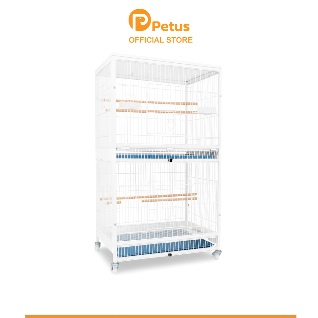 Petus กรงสัตว์เล็ก กรงนก 2ชั้น Bird Cage ประตูด้านหน้า มีถาดอาหาร สะดวก ซี่กรงห่าง 1.5ซม. แข็งแรง
