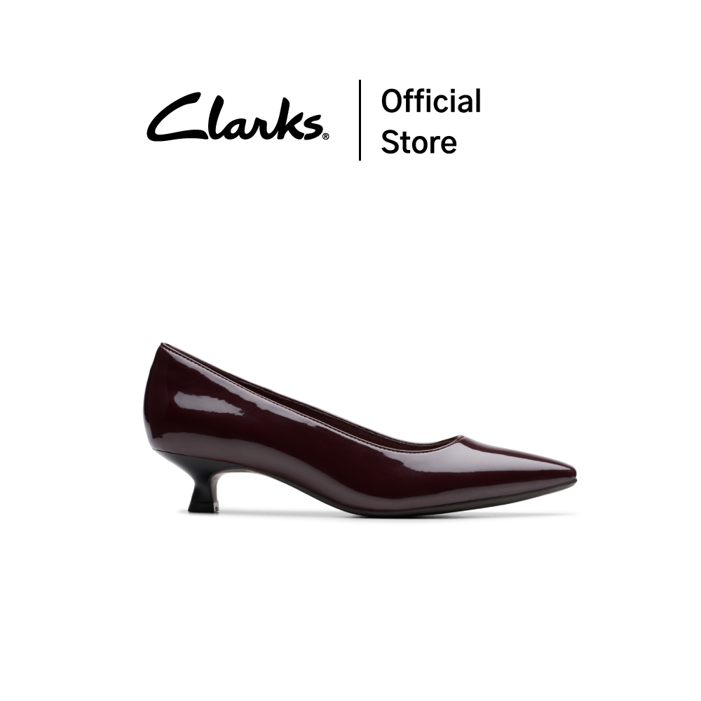 Clarks รุ่น SCARLYT PIPER สี MERLOT รองเท้าส้นสูงไซส์ 35.5 หนังแก้ว รองเท้ารัดส้น คุณภาพดี ใส่สบาย รองเท้าทำงาน ออกงาน