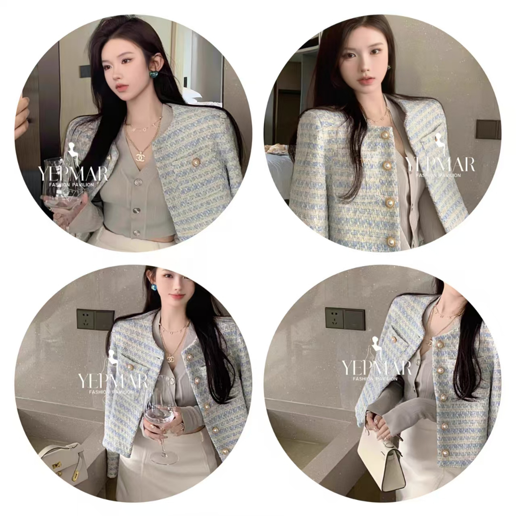 พร้อมส่ง เสื้อคลุมทวีตแขนยาวใส่ออกงาน เสื้อทวีตสีหวานให้ลุคสาวเกา Clothing Women
