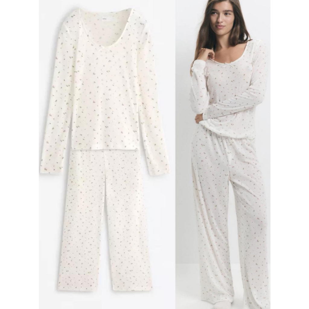 lefties pyjamas  ชุดเซ็ท ชุดนอน เสื้อ+กางเกง เสื้อแขนยาว กางเกงขายาว ขอบเอวยางยืด เนื้อผ้าโพลี่เอสเตอร์ เนื้อผ้านิ่ม