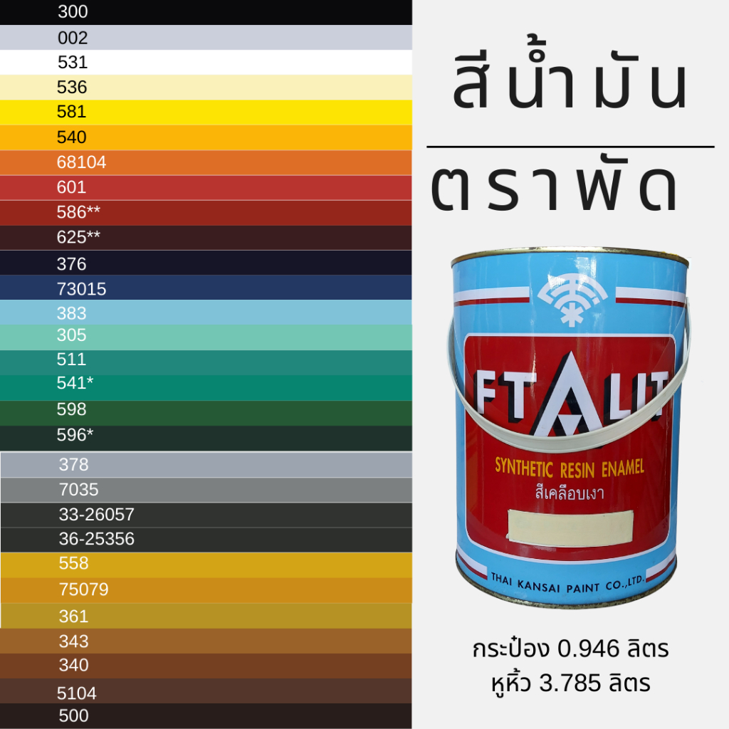 Ftalit สีน้ำมันตราพัด สีตราพัด ทุกสี ขนาด 0.946ลิตร/3.785ลิตร ขาว ดำ บรอนซ์ แดง เหลือง เขียว ฟ้า