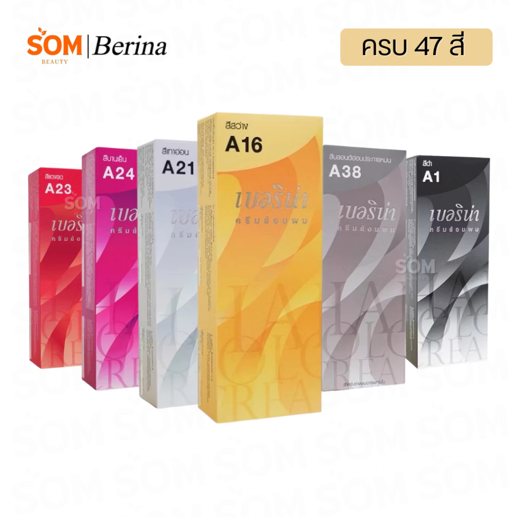 Berina Hair Color เบอริน่า สีย้อมผม ครีมเปลี่ยนสีผม มีให้เลือก 47 สี