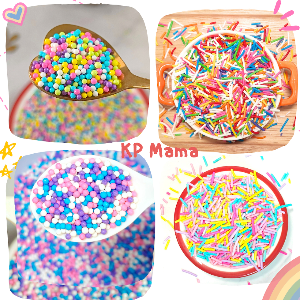 Sprinkle เม็ดน้ำตาลแต่งหน้าขนม ธีม Rainbow หลากสี น้ำหนัก 30-50 กรัม/Pack