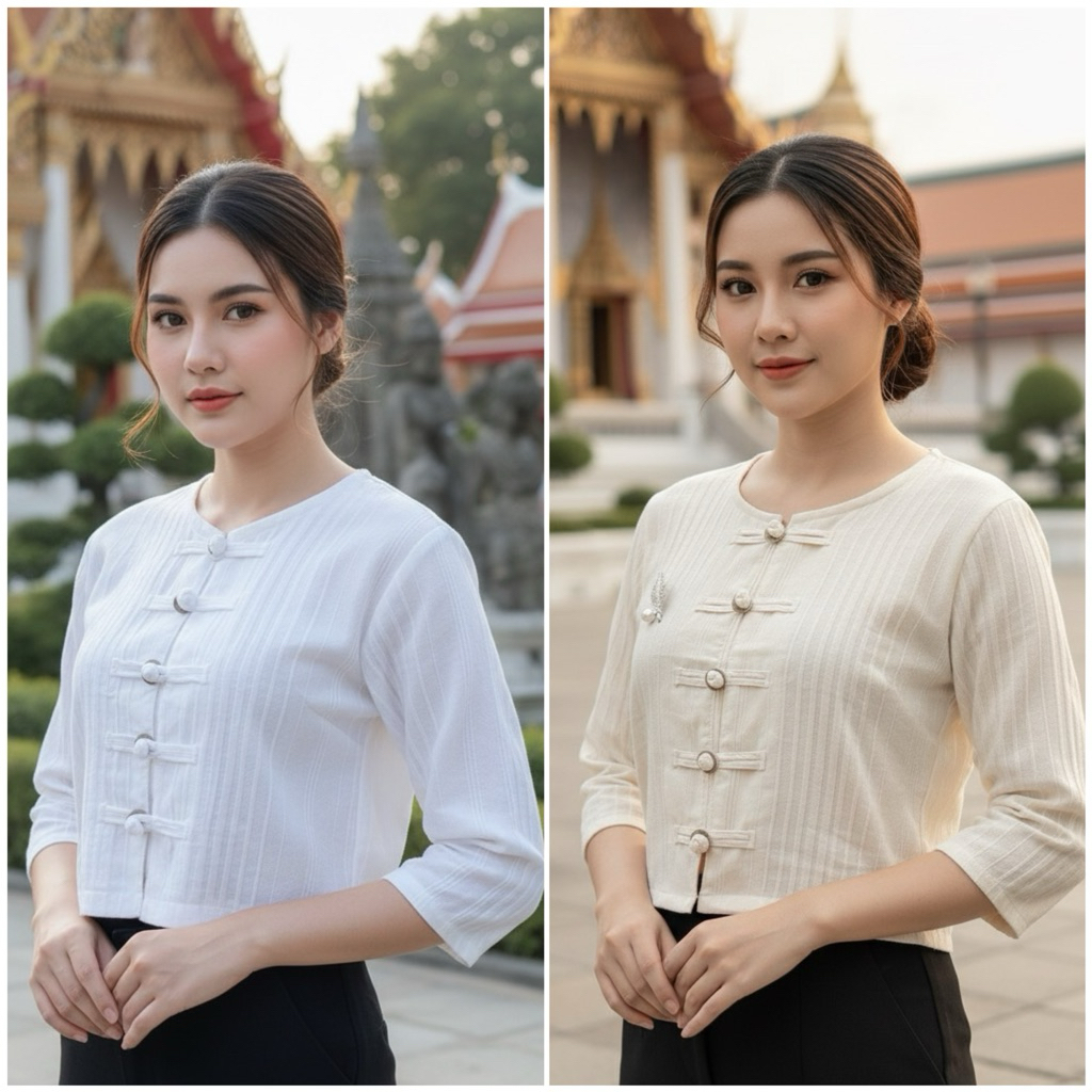 เสื้อกาสะลองผ้าฝ้ายด็อบบี้