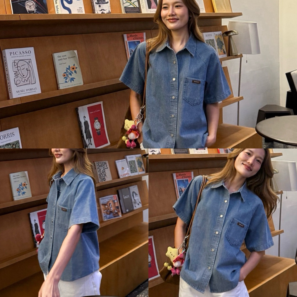 APPAREL.STORY - Dori denim shirt (โดริ) เสื้อเชิ้ตยีนส์แขนสั้น ทรงโอเวอร์ไซส์นิดๆ