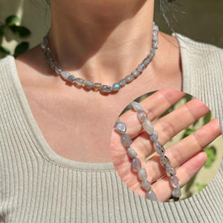 Piing me Necklace | สร้อยคอหินทรงยาวโทนสีดำใส