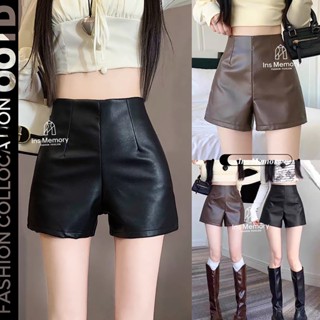 พร้อมส่ง กางเกงหนัง ขาสั้น รัดรูป เอวสูง แฟชั่นสไตล์สาวเท่ เ…