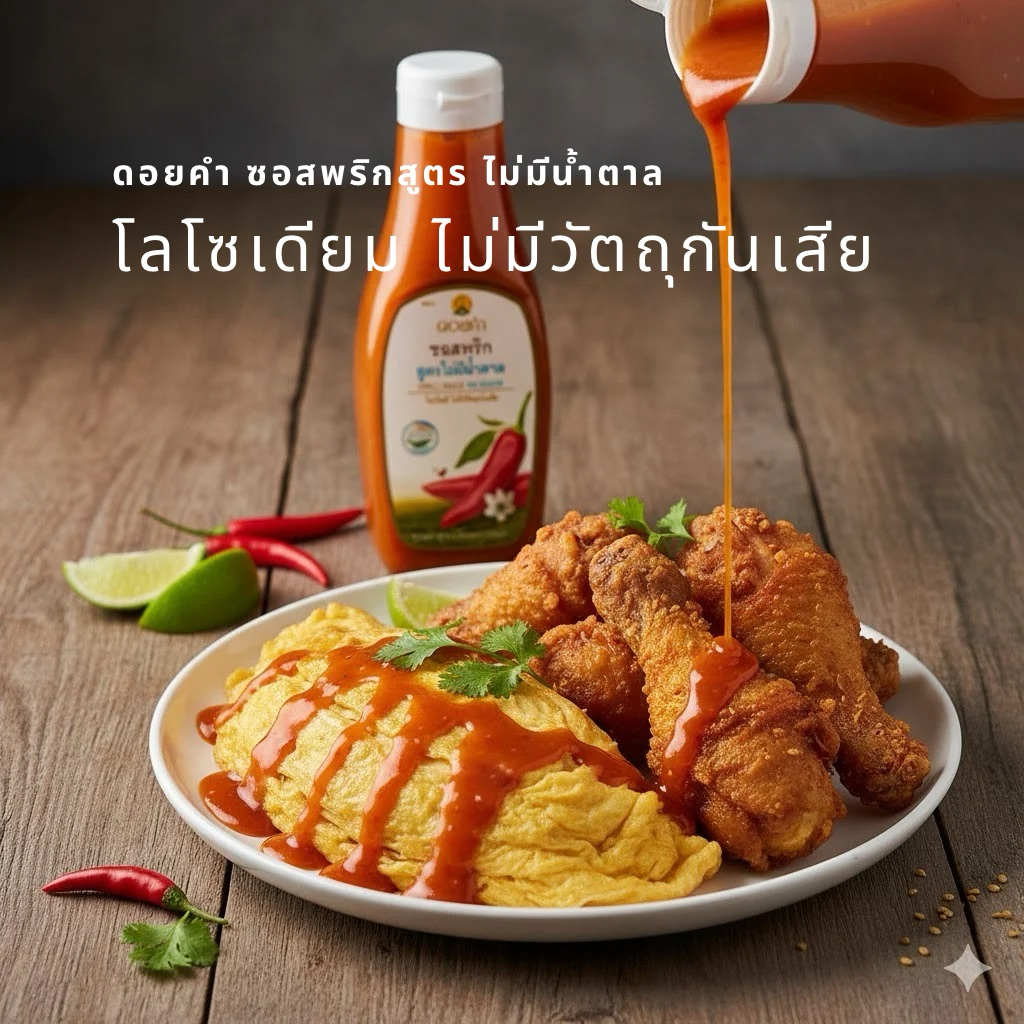 ดอยคำ ซอสพริก คีโต ไม่มีน้ำตาลผสม