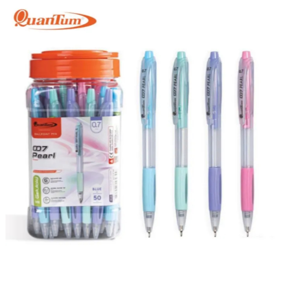 ปากกาลูกลื่น QuanTum รุ่น 007 PEARL หมึกน้ำเงิน ขนาด 0.7 มม.(50/กระปุก)