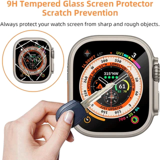 ฟิล์มกระจกนิรภัยสำหรับ Apple Watch Ultra 2 49 มม. พร้อมเครื่องมือจัดตำแหน่ง ฟิล์มกันรอยหน้าจอ HD สำหรับ iWatch Ultra 49