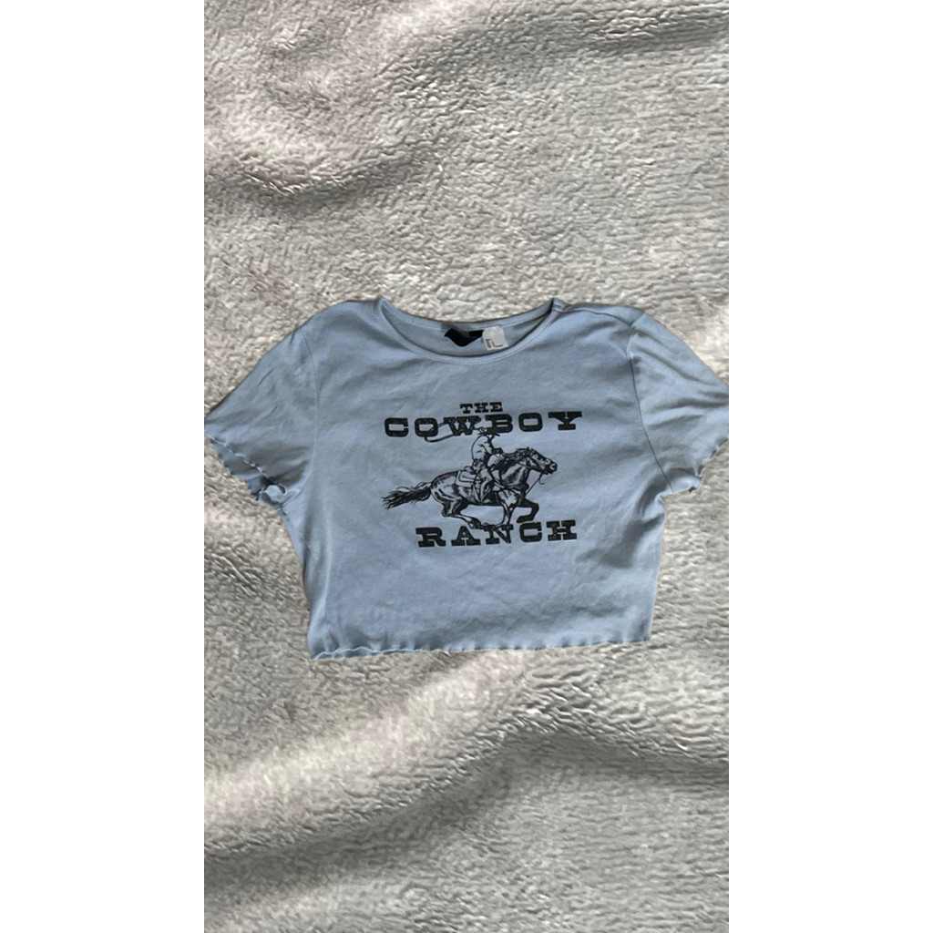 H & M Divided Crop Top The Cowboy Ranch Blue M
