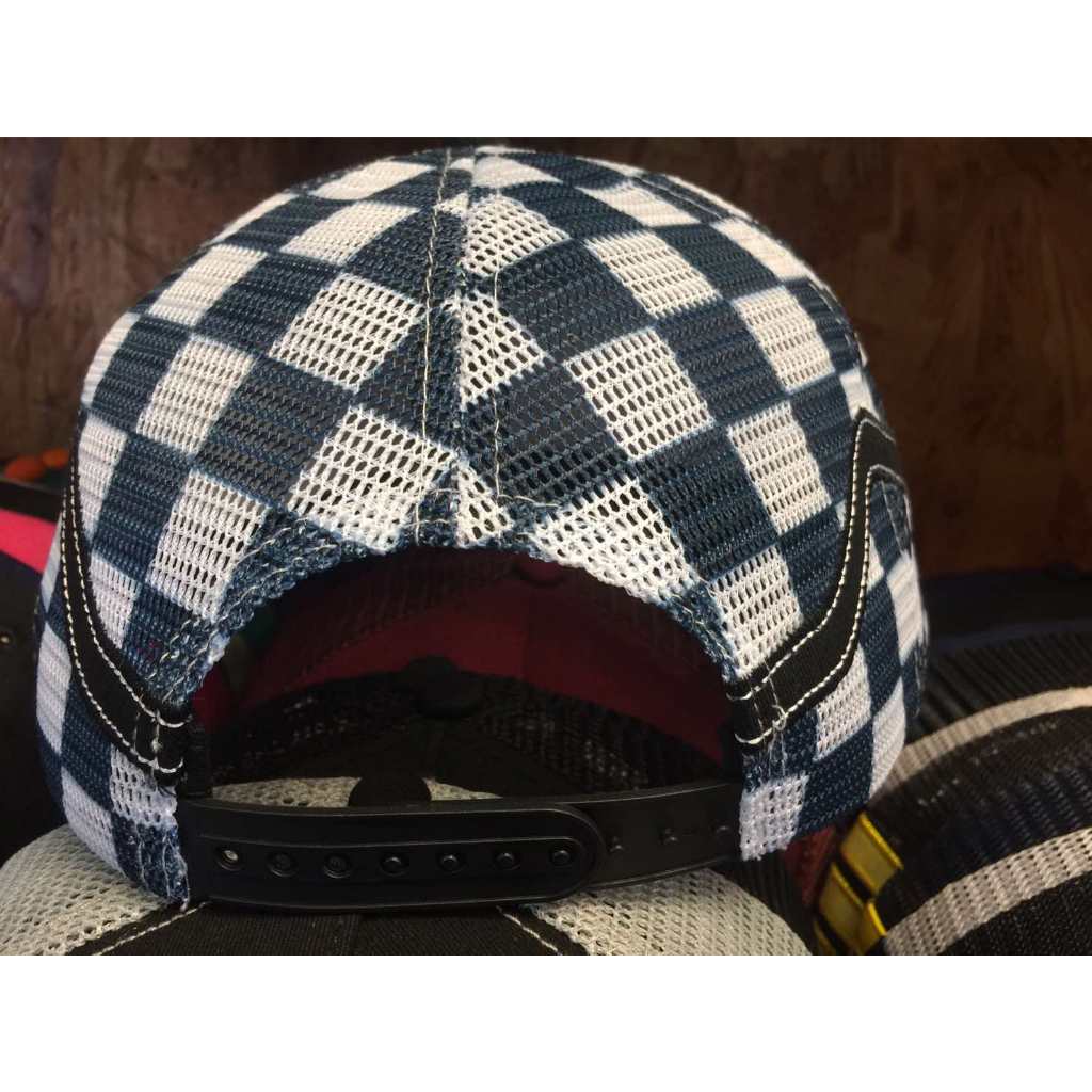 หมวก Snapback ตาข่ายลายหมากรุกปรับขนาดได้