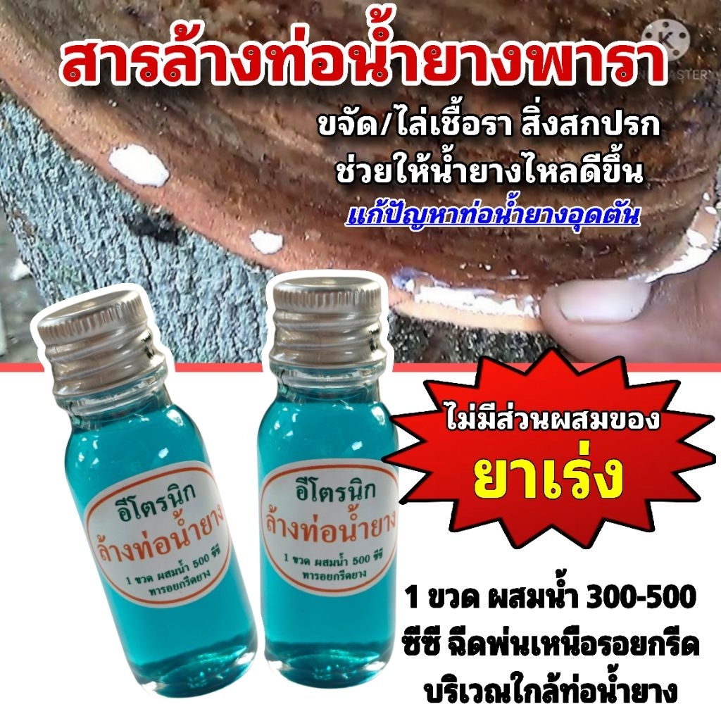 สารล้างท่อน้ำยาง (อีโตรนิก) ใช้ฉีดพ่นตามรอยกรีด ช่วยไล่เชื้อรา แก้ปัญหาท่อน้ำยางอุดตัน (1 ขวดผสมน้ำได้ 500 ซีซี)