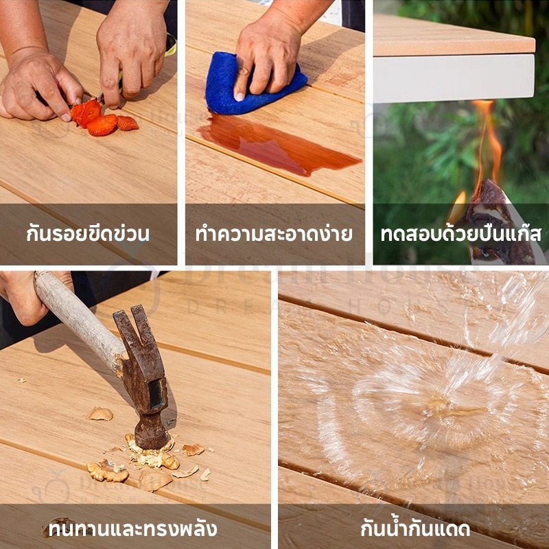 ชุดโต๊ะเก้าอี้กลางแจ้ง เก้าอี้รับประทานอาหาร โต๊ะกินข้าว6คน โต๊ะสนามกลางแจ้ง เก้าอี้สนามกันแดดกันฝน สีไม่ชีดโต๊ะสนามในสว - รูปที่ 3