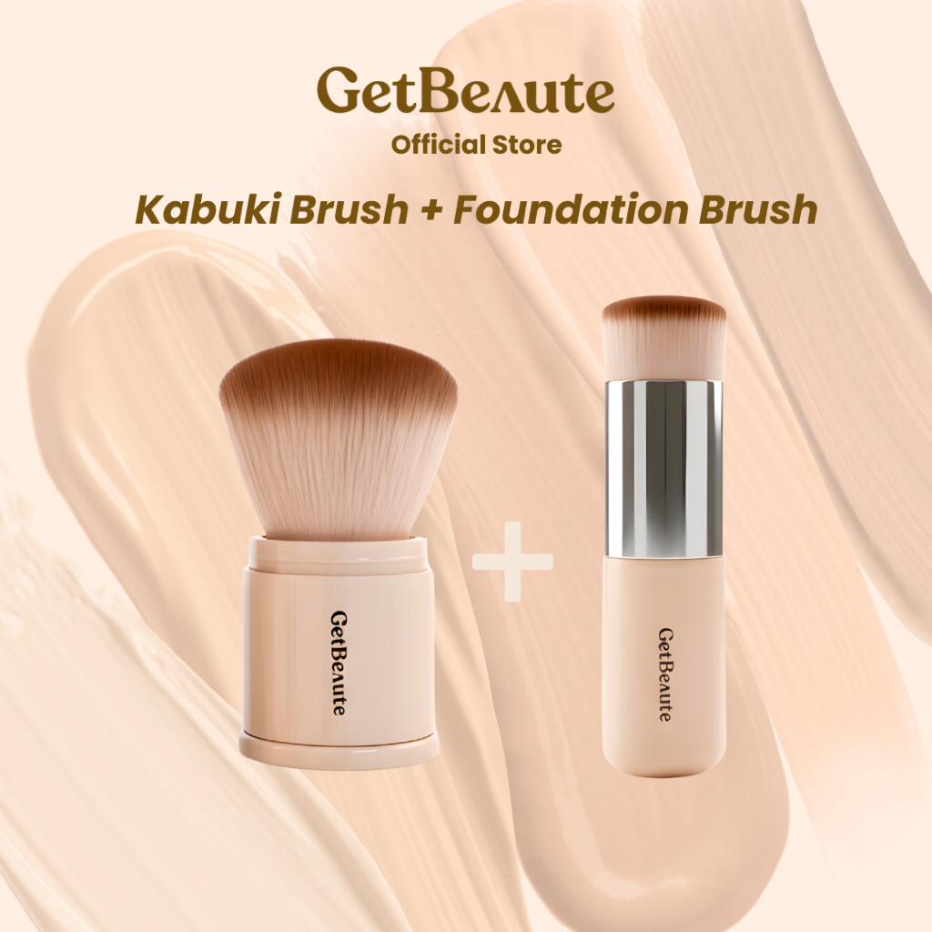 GetBeaute | เซ็ตคู่แปรง Kabuki brush + Foundation brush [แปรงเซ็ตแป้ง + แปรงลงรองพื้น]