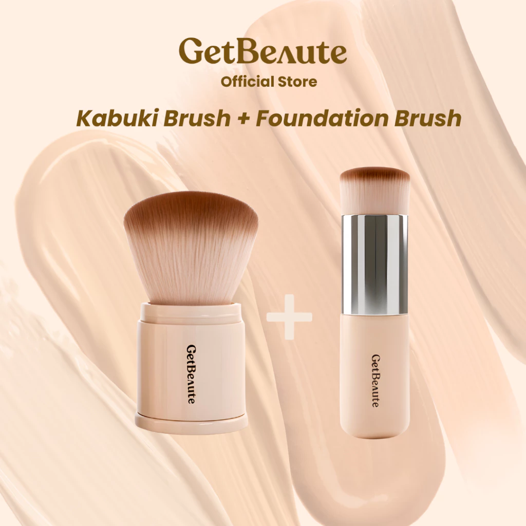 GetBeaute | เซ็ตคู่แปรง Kabuki brush + Foundation brush [แปรงเซ็ตแป้ง + แปรงลงรองพื้น]