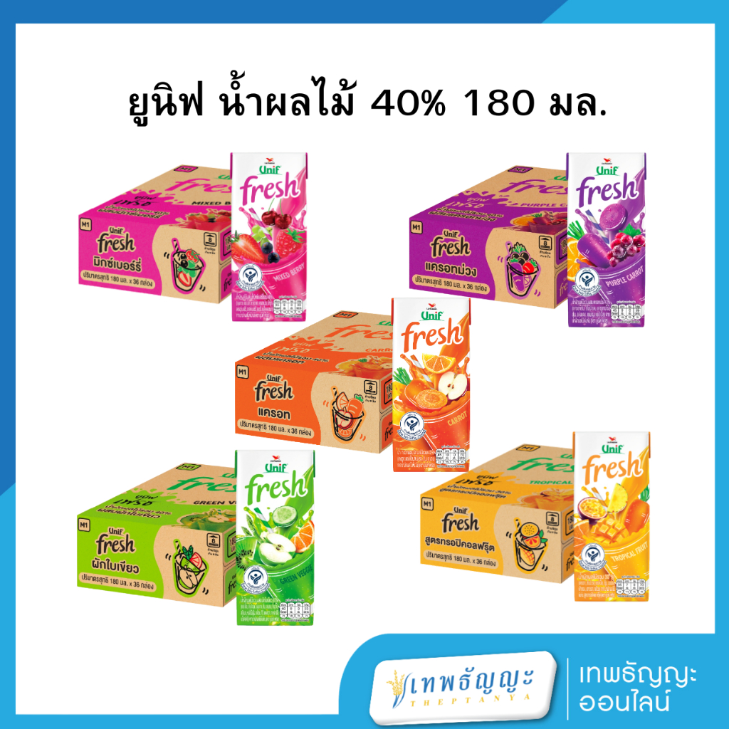 ยูนิฟ เฟรช/เฟรชดีไลท์ น้ำผักผลไม้ 180 มล. แพ็คX3 กล่อง [ ยกลัง 36 กล่อง]