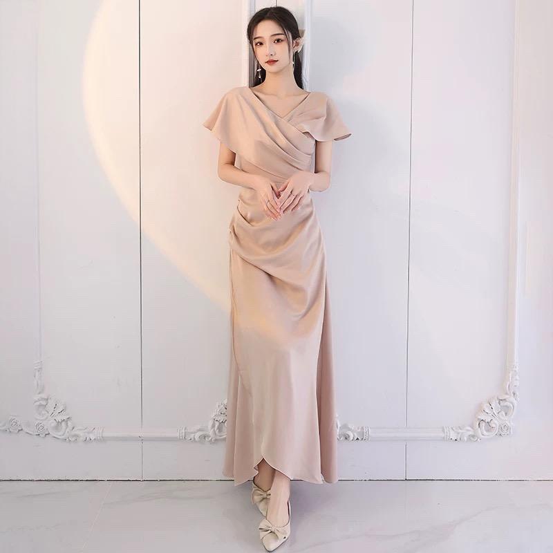 mini dress เดรสคล้องคอ ชุด เดรสมินิมอล เจ้าหญิง dress ออกงาน น่ารักสไตล์เกาหลี แขนกุด ชีฟอง เสื้อผ้าแฟชั่นผู้หญิง