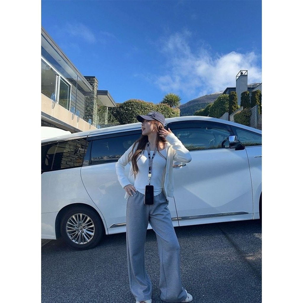 🇰🇷W7777 กางเกงขายาว เอวสม็อคมีเชือก ทรงขาบาน ผ้ายืดหยุ่นได้ดี นิ่มใส่สบาย ใส่ได้ทุกวัน ทุกโอกาสเลยค่