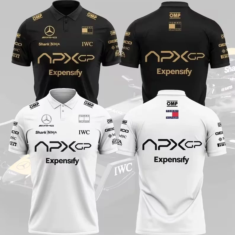 【Polo shirt】ร้อน! F1 หนัง 2025 – APXGP ดูแฟนแข่งโปโลสีขาวดำ, F1 หนัง 2025 เสื้อ, เสื้อแข่งภาพยนตร์ 2025 S-5XL