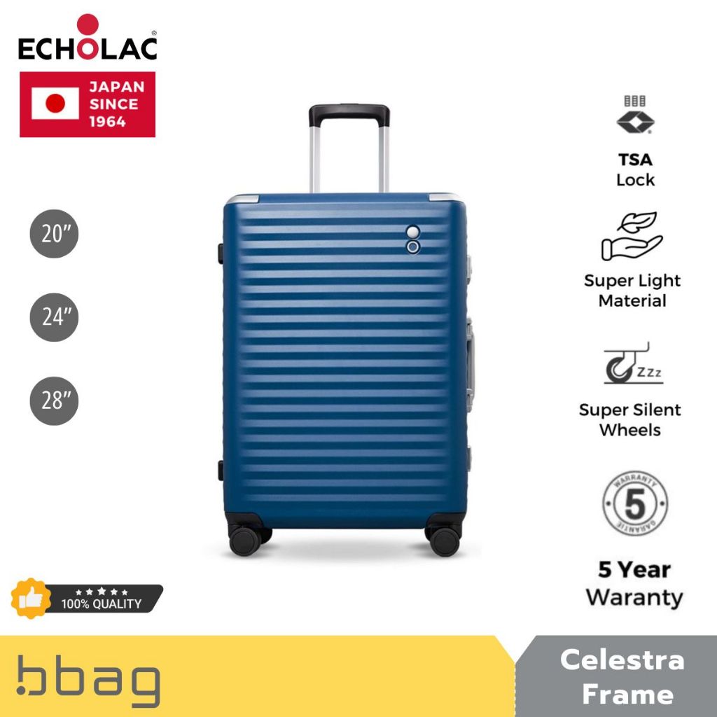 Echolac กระเป๋าเดินทางขนาด 20 นิ้ว โครงอลูมิเนียม รุ่น Celestra Aluminum (PC183E) วัสดุ PC ล้อญี่ปุ่น Hinomoto