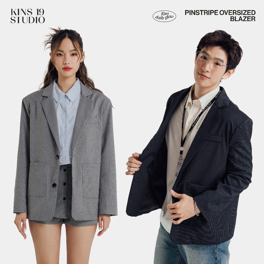 KINS 19 STUDIO | PINSTRIPE OVERSIZED BLAZER เสื้อเบลเซอร์คินส์ [KN322]