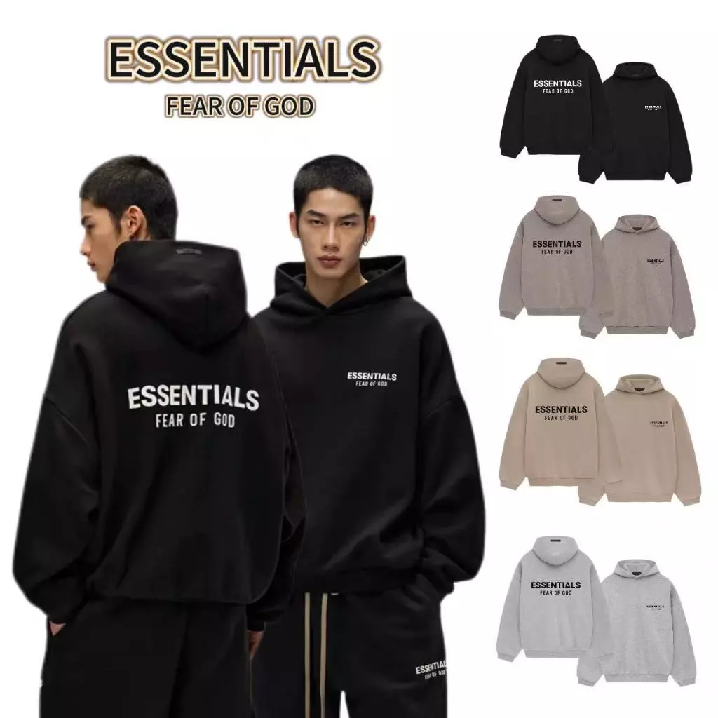 ส่วนลด 50 % Fear of God Essentials Hoodie FW24 Hoodie Holiday Core เสื้อฮู้ด Logo ยาง โอเวอร์ไซส์ เนื้อผ้าดี