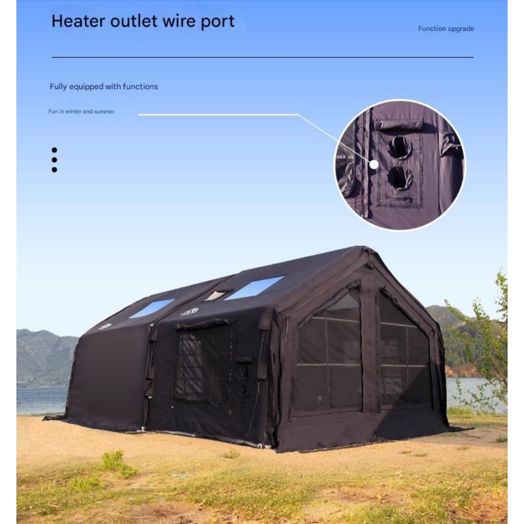 JC House 8+8.0 เต็นท์เสาลม 8ตรม. ผ้าTC พื้นPVC แถมทราปหน้า+เสา