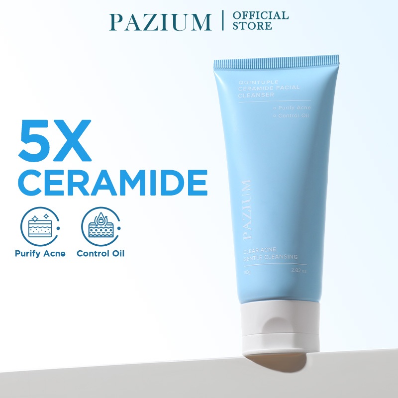 PAZIUM ครีมล้างหน้า โฟมล้างหน้า โฟมล้างหน้าพาไซม์ 5 ซีราไมด์ คุมน้ํามัน ไม่ทำให้ผิวแห้งตึง